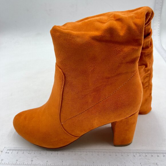 Orange Women Trendy Knee High Boots Stretch Pull On Round Toe Long Boots